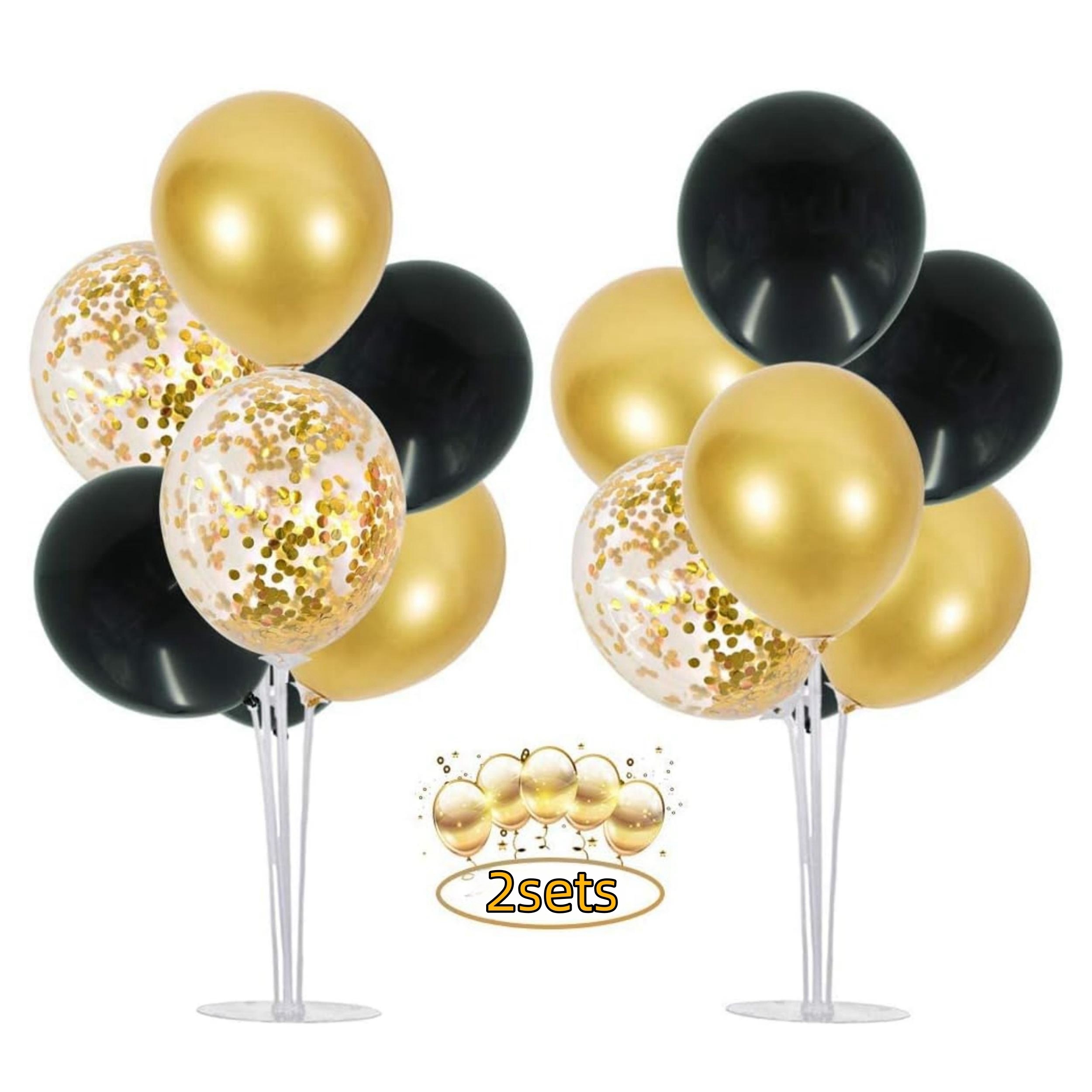 TEMU 2 Sets, Black Golden Balloons Centerpieces, Table Golden Balloons Stand Kit For 2024 Graduation Party Decorations, Wedding Engagement Birthday Anniversary Party Decorations