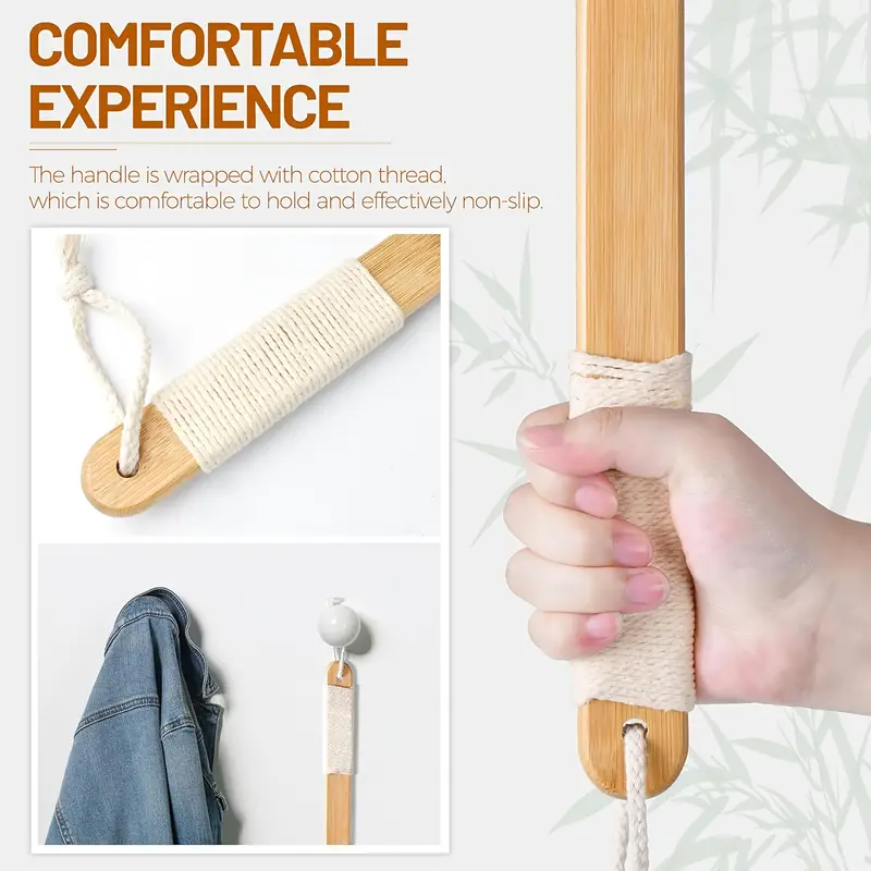 22 bamboo back scratcher with extra long handle 2 in 1 back massager and body scratcher gentle relief for adults women and elderly Product details 0