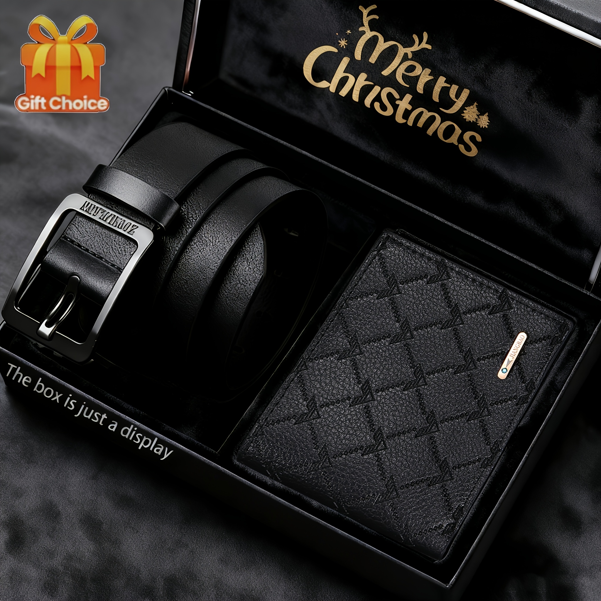 2pcs Men's All-matching Exquisite Wallet And Belt Set For Him For Christmas And Valentine's Day And Birthday