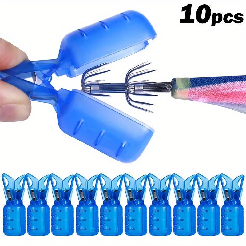 

Hqzoomee 10pcs Blue Pvc Squid Jig Hook Covers - Fishing Lure Protector Caps, Safety Bonnets For & Tackle, Plastic, Fishing Hook Cover, Large