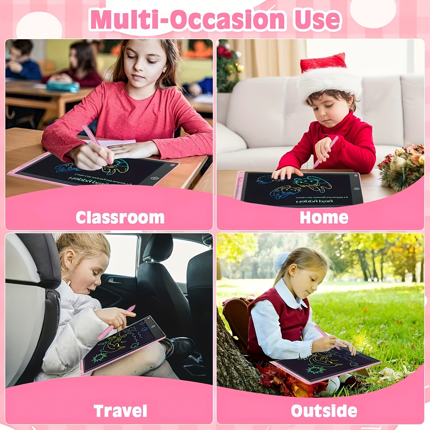 8.5-Inch LCD Electronic Writing & Doodle Board for Kids Ages 3-8 Years - Interactive Drawing Tablet with Stylus, Erase & Eraser Buttons, Battery-Powered Portable Art Board for Boys & Girls, Early Learning Gift (Pink/Blue/Black) - Compatible with AA Batteries, Durable PVC Construction, Creative Play, Colorful Display, Kidfriendly Design, Preschool Activity, Toy For Boy