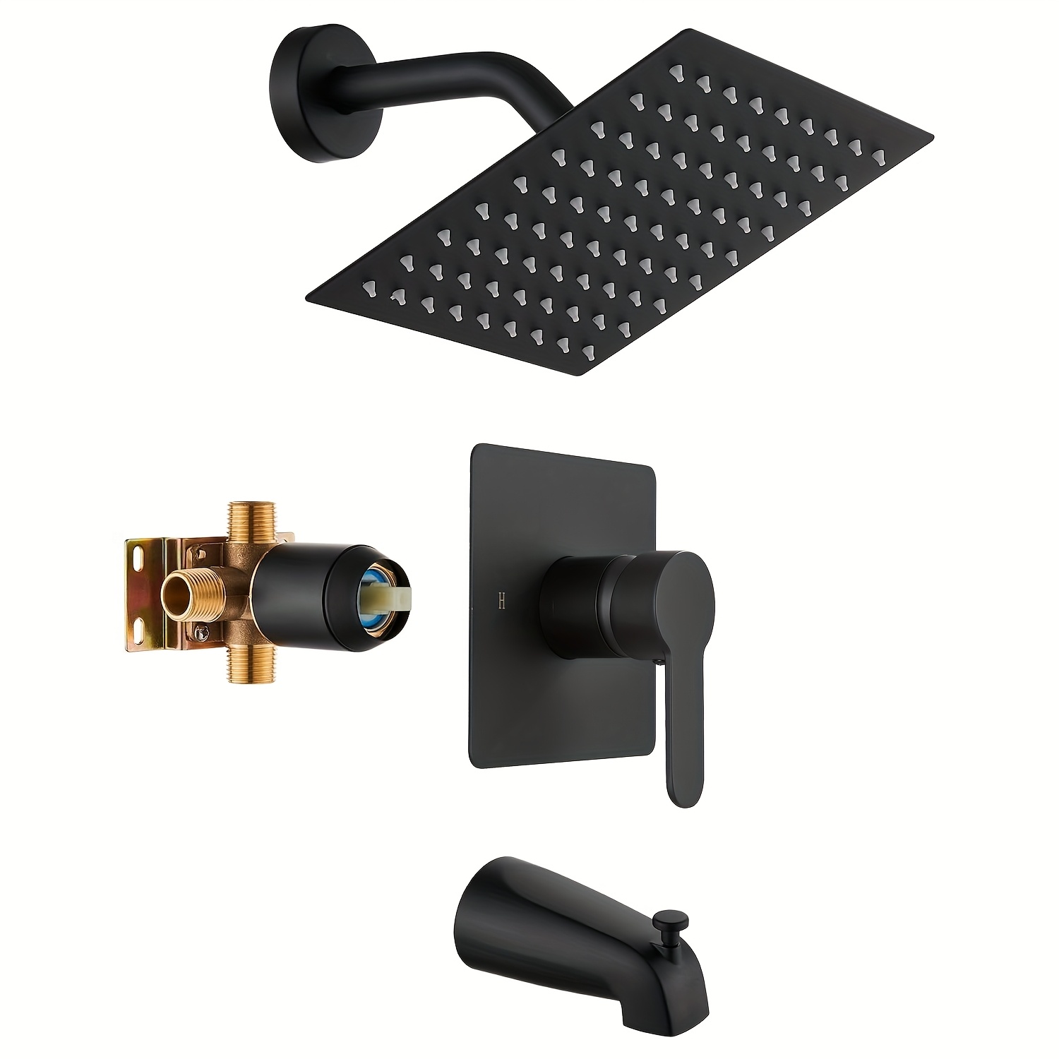 TEMU 1set Shower Faucet Set With Waterfall Tub Spout Bathtub Faucet Kit Shower Tub Faucet Set Complete Tub Shower Trim Kit With Solid Brass Rough-in
