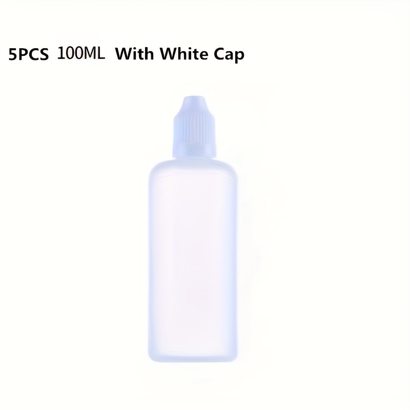 5pcs 100ml 3.34oz Size Pe Plastic Easy Squeezable Bottle, Use For , Oil, Liquid With White Cap Dropper Bottles