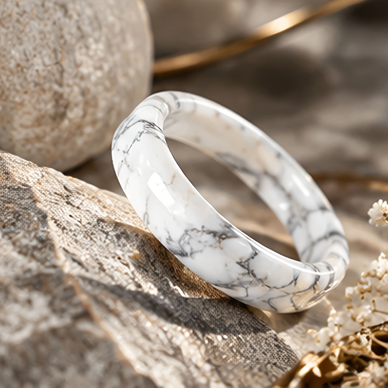 3pcs Natural Crystal Ring Set, Bohemian Stackable
