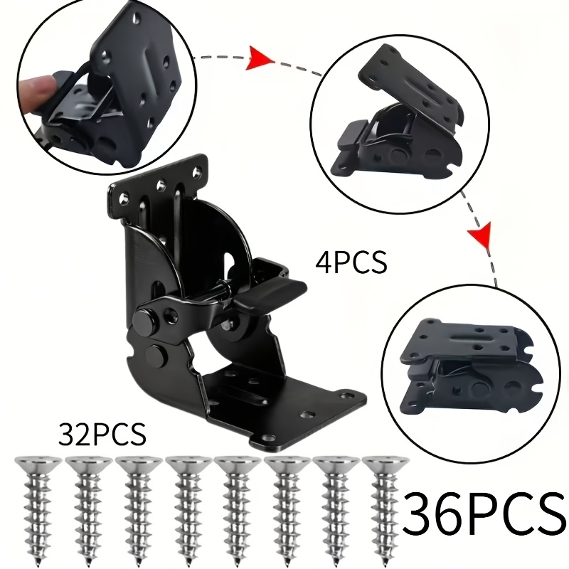 TEMU 36 Heavy Duty Folding Hinges Brackets, Self-locking Hardware Hinges, Adjustable Locking Fastener Connectors, Suitable For Furniture, Tables And