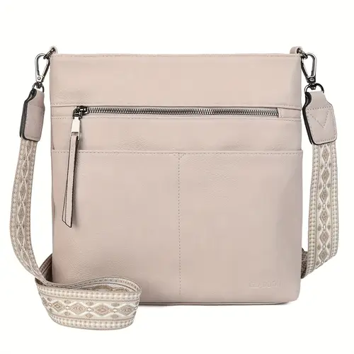 multi functional casual trend solid color large cover soft crossbody bag