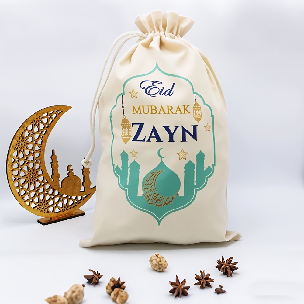 TEMU Gift For Her/him Personalized Custom Name Treat Bag Happy Eid Al-fitr Party Eid Kareem Welcome Decoration Sign Family Friend Kid Boy Girl Gift