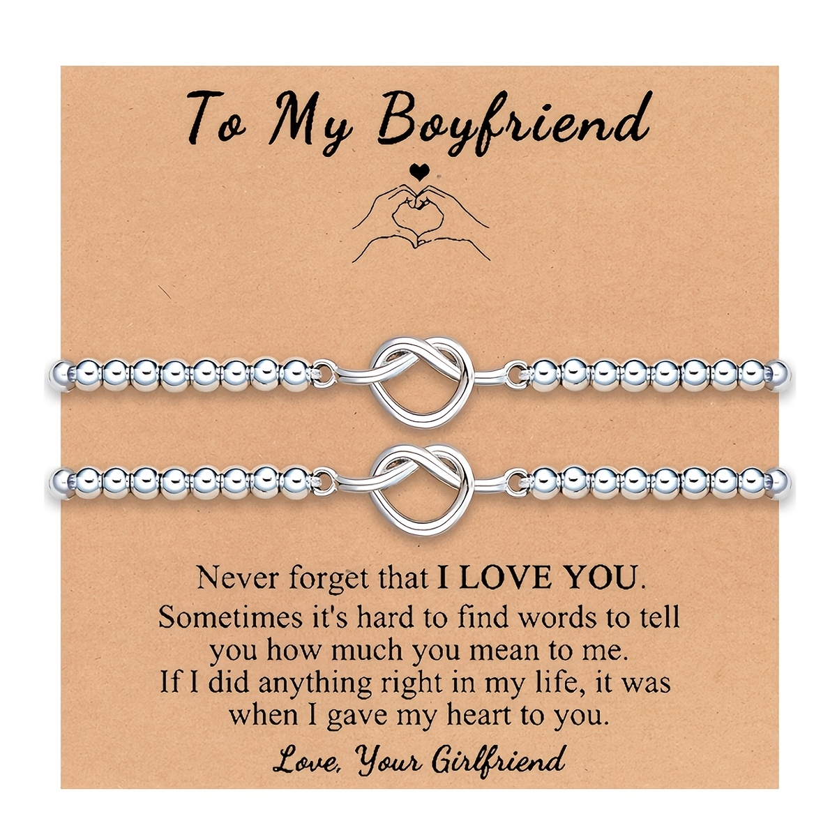 2pcs Love Knot Bracelets with Warm Words Card