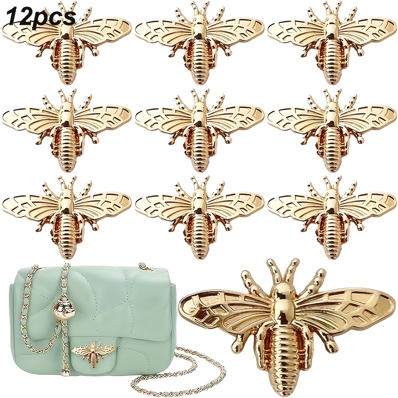 TEMU 12 pezzi di fibbie decorative a forma di ape in metallo di per confezionamento di denaro, adatte per l'uso come accessori hardware per borse,