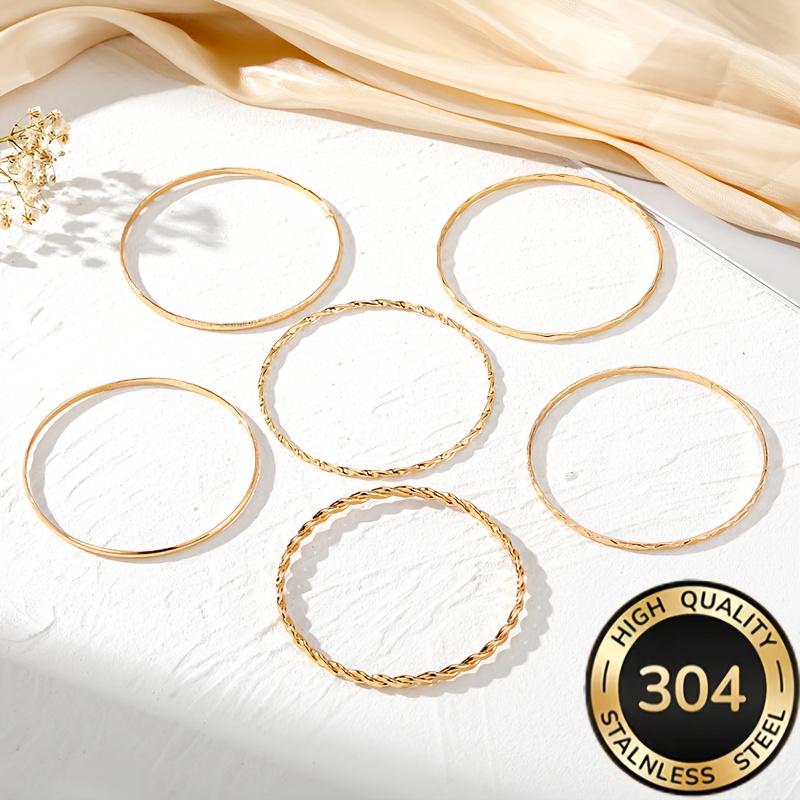 6pc Rhombus Twist Smooth Bracelet Set for Women