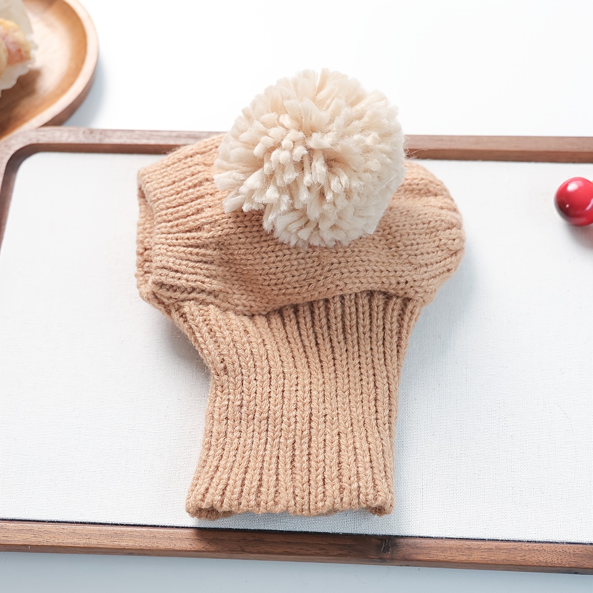 TEMU Cappello per animali domestici lavorato a maglia con palline multicolore, Combo sciarpa e cappello caldo /inverno per e cani, accessorio per