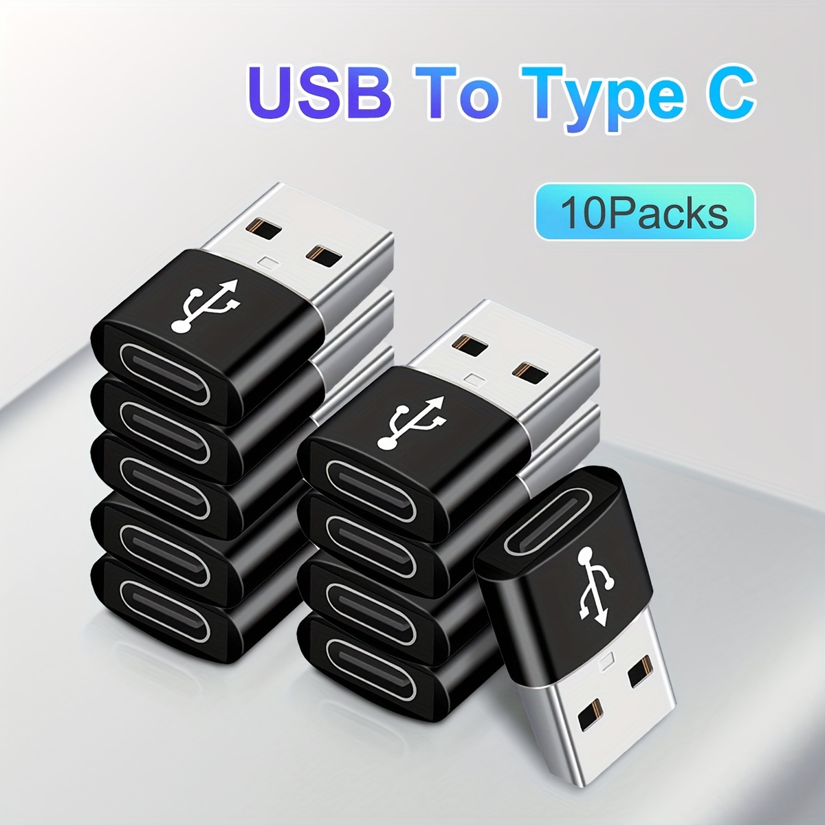 TEMU 10/8 Pack Usb To Usb C Adapter, Type C Female To Usb A Male Charger Cable Converter For Watch Ultra For Iwatch Series 9 8 Se, For Airpods Pro 2,