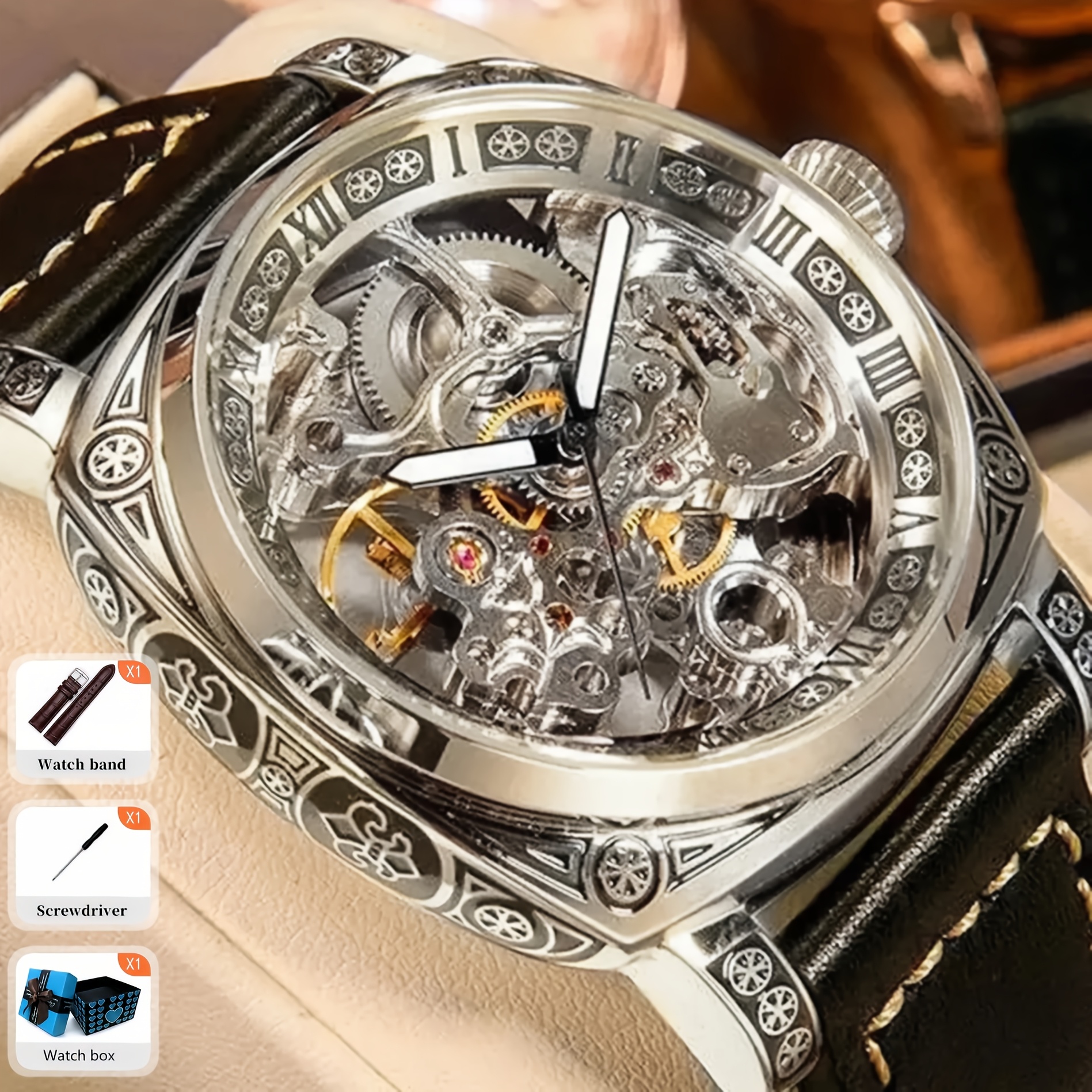 Men's Casual Style Strap Full-Automatic Tourbillon Watch