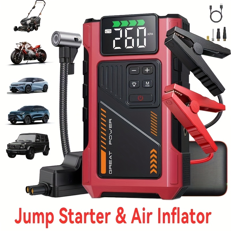 Portable Car Jump Starter 4000A Portable Car Jump Starter With Air Compressor, Suitable For 12V(8.0L Gas, 6.5L Diesel) Jump Starter Battery PackWith150 PSl Tire Inflator, 12V Car Battery Jump Power With LED Light, Car Accessories Tools, Car Emergency Kits, Jump Starters 6 Portable Car Jump Starter 4000A Portable Car Jump Starter With Air Compressor, Suitable For 12V(8.0L Gas, 6.5L Diesel) Jump Starter Battery PackWith150 PSl Tire Inflator, 12V Car Battery Jump Power With LED Light, Car Accessories Tools, Car Emergency Kits, Jump Starters - Image 6