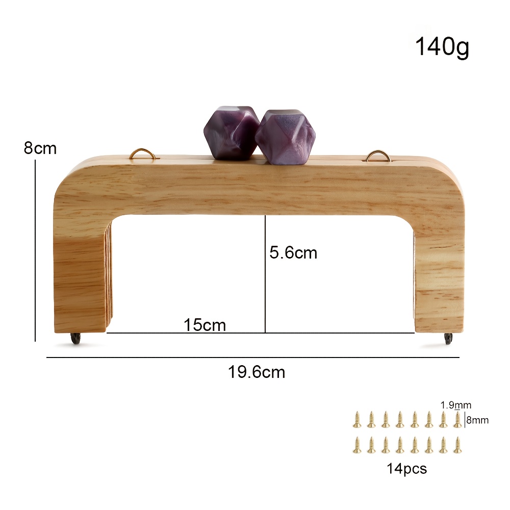 1pc solid wood handbag square wallet frame wooden - Temu