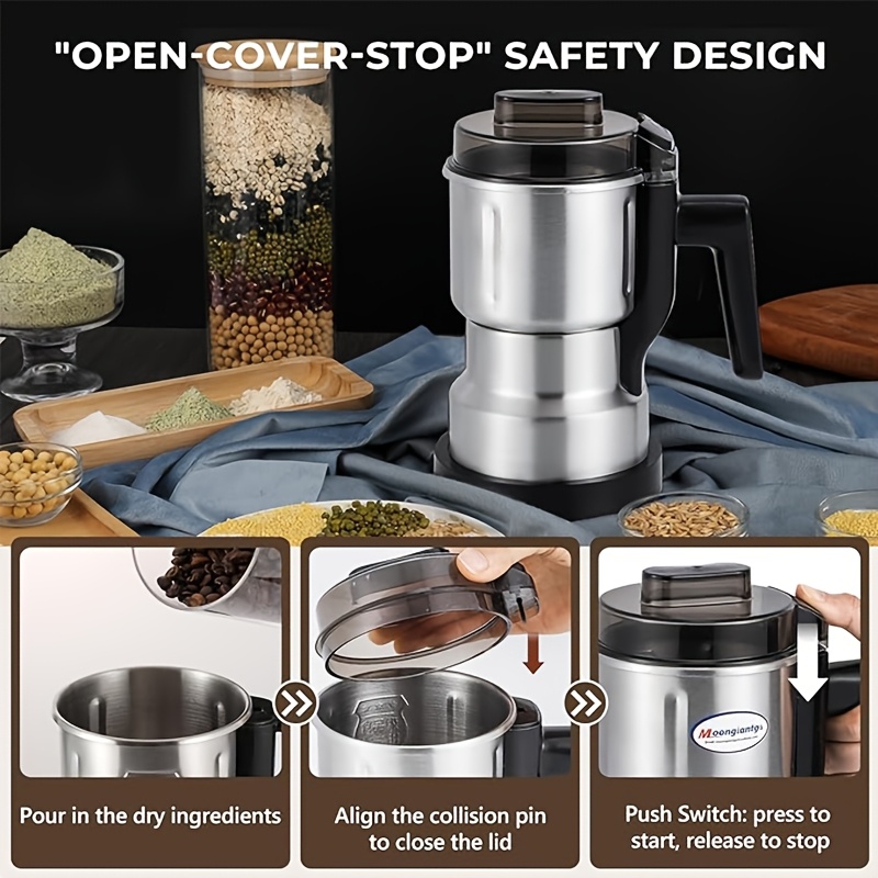 Electric Stainless Steel Coffee Grinder for Grinding Medicinal Herbs And Dry Beans, Suitable for Household Use, with a Large Capacity of 16.91oz/0.47 Quart, Also Ideal for Grain Flour And Seasoning