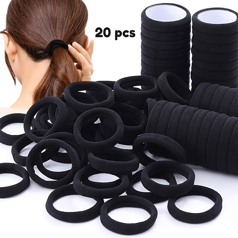 

20pcs High- Black Hair Ties - Seamless, Stretchy Ponytail Holders & Hair Bands For - Perfect Women's Hairstyle Accessories, Ponytail Support|casual Hair Styling|high Ties, Hair Accessories