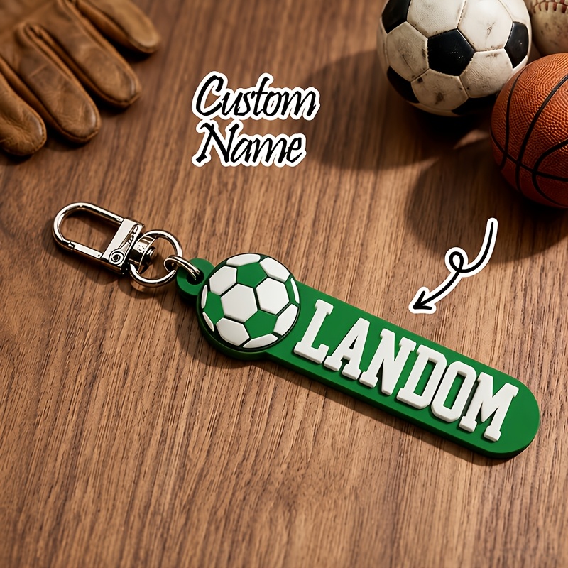 Customized Soccer Keychain, Personalized Name & Number Tag