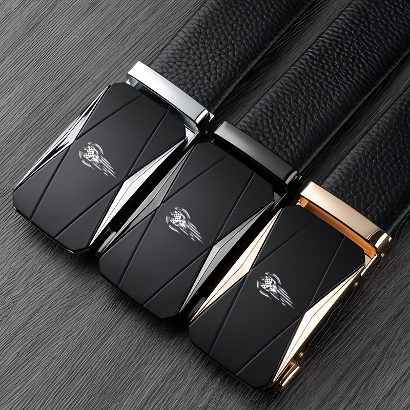 Skull & American Pattern Men's Belt with Automatic Buckle