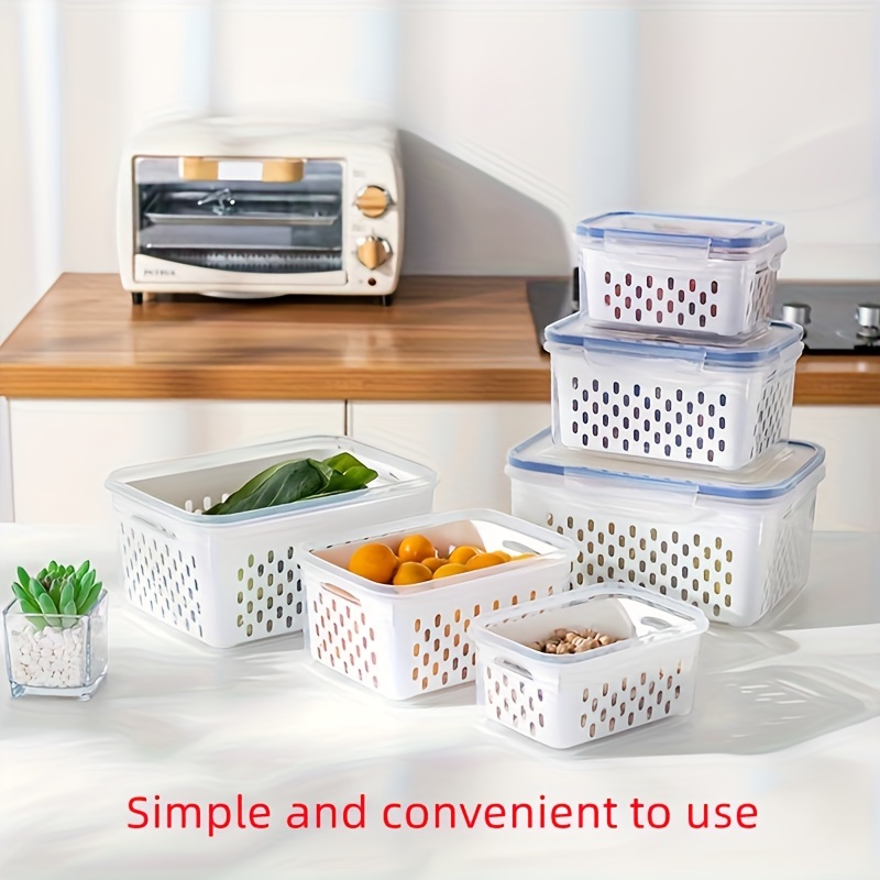 

4-piece Set Bpa-free Food Storage Containers With Lids - Leakproof, Reusable 2-layer Sealed Boxes For Meat, Grains, Fruits & Vegetables - Kitchen Organization Essentials