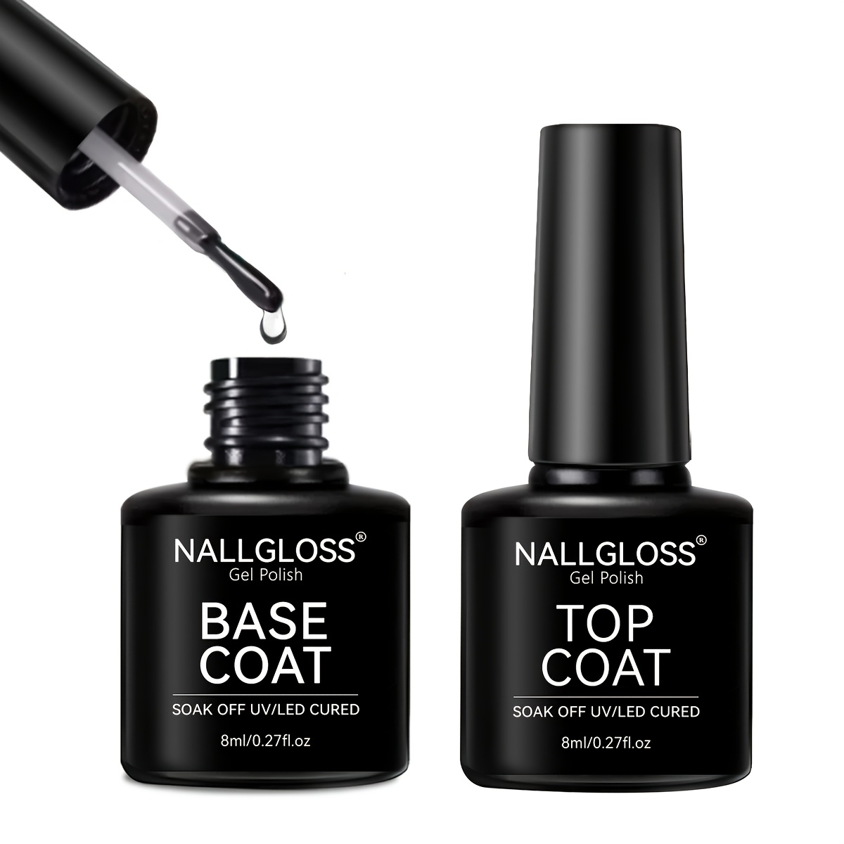 2pcs No-wipe Gel And Base Coat Set - Shiny End And Long-lasting, Soak-off Led Nail Lamp Gel Base End Nail Art Design Manicure Gifts For Women