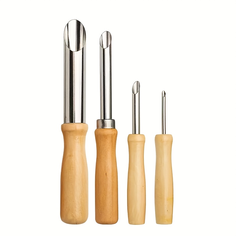 Image of 4pcs Stainless Steel Pottery Carving Tools With Wooden Handles - Ideal For Clay Shaping, , And Detailing, Pottery Carving Essentials|ergonomic Handles|durable Crafting Tools, Pottery Supplies