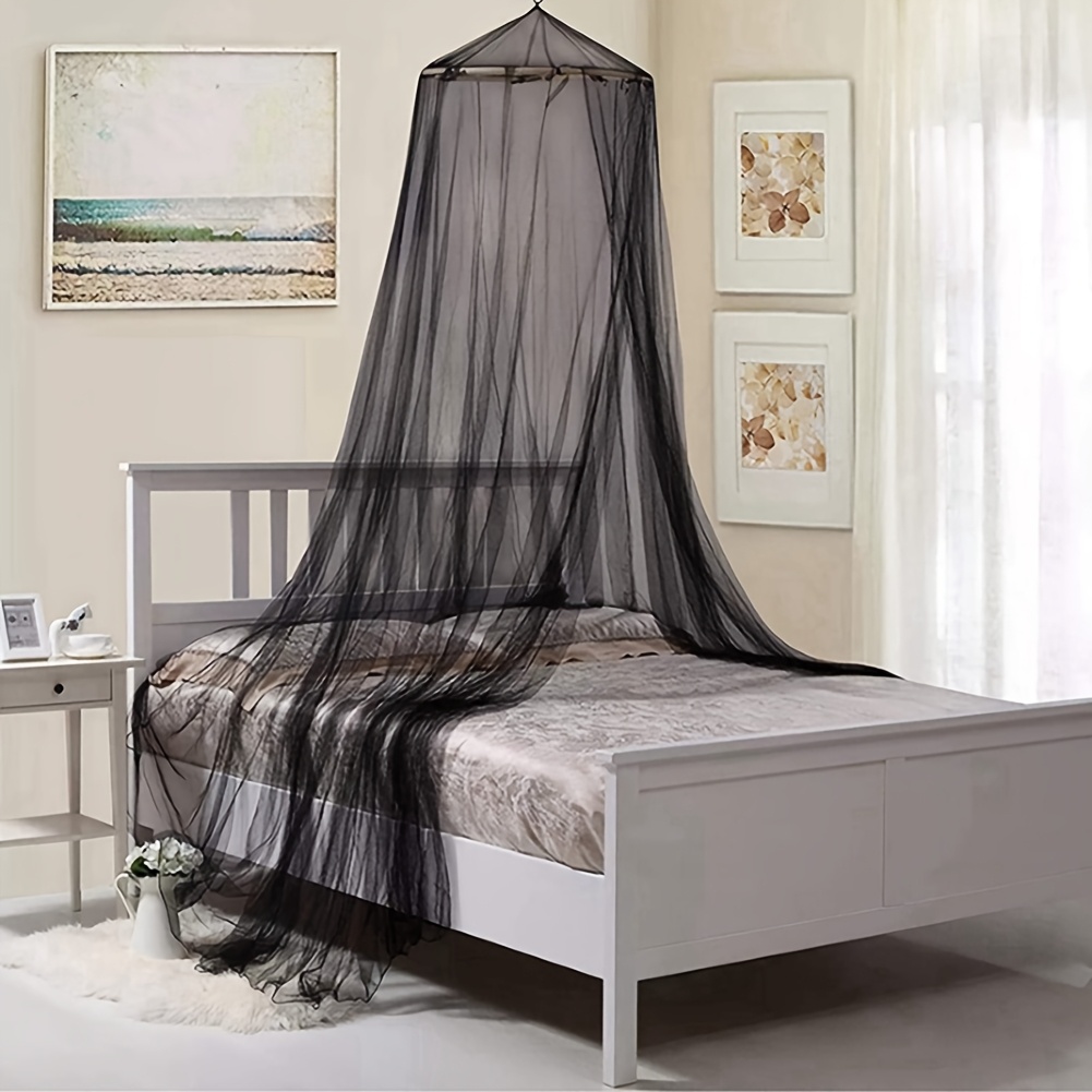   mosquito net bed canopy for full queen size beds durable nylon mesh with ceiling mount elegant insect protection for bedrooms camping and picnics machine washable   sturdy fiberglass frame     setup mounted bed canopy details 1