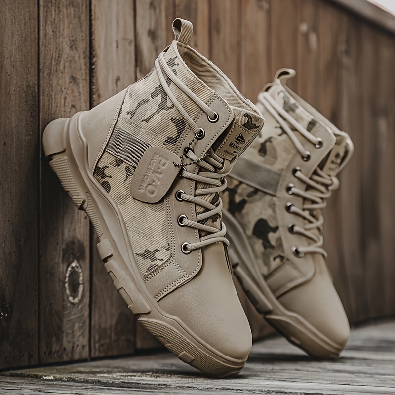 mens camo boots terrain workwear pu camouflage - Temu display picture 1