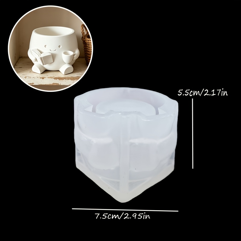 TEMU Stampi in silicone resina, stampi in silicone per vasi di fiori a forma di bambino che legge libri e beve t癡, stampi per ornamenti per tazze da