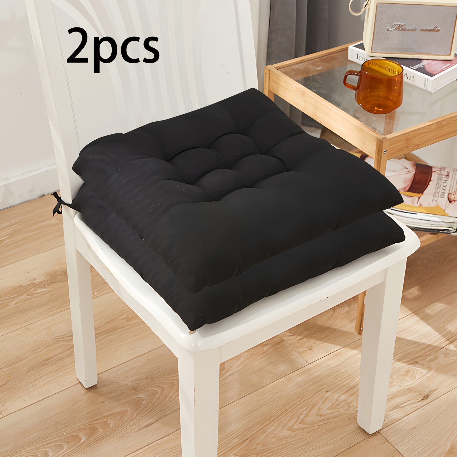 TEMU 2pcs Solid Color Brushed Thickened Dining Chair Cushions, Office Computer Chair Pads, Student Seat Cushions, Tatami Seat Cushions, Multiple
