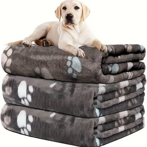 1 soft pet mat blanket suitable for dog crate bed cute paw pattern dog blanket