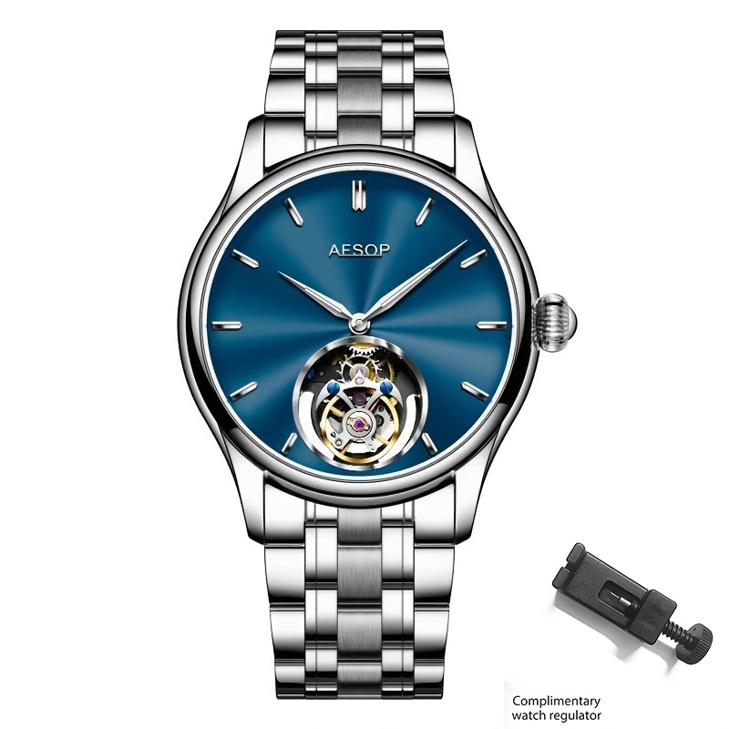 Image of [aesop] Luxury Men's Manual Winding Tourbillon Mechanical Watch, Synthetic -sapphire Water-resistant Genuine Tourbillon Watch, Perfect For Festive Gifts