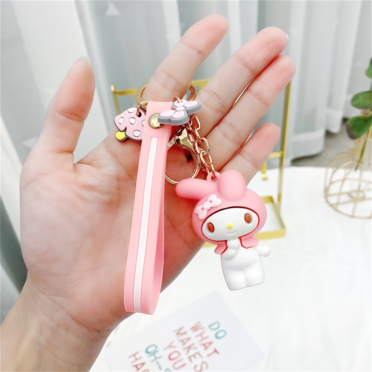 

1pc My Melody Keychain Cute Animal Silicone Doll Wristlet Key Chain Ring Bag Backpack Charm Car Hanging Pendant Women Daily Uses Gift