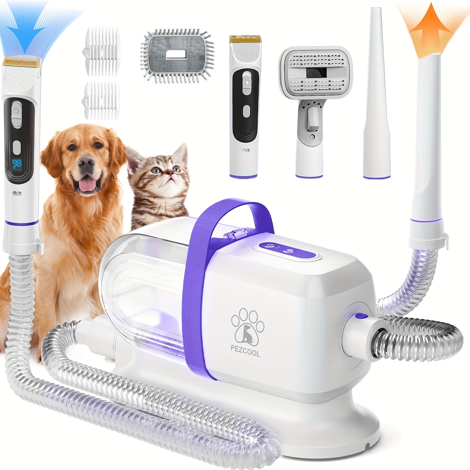 Oneisall Cat Dog Grooming Vacuum For Shedding Dog Grooming Kit