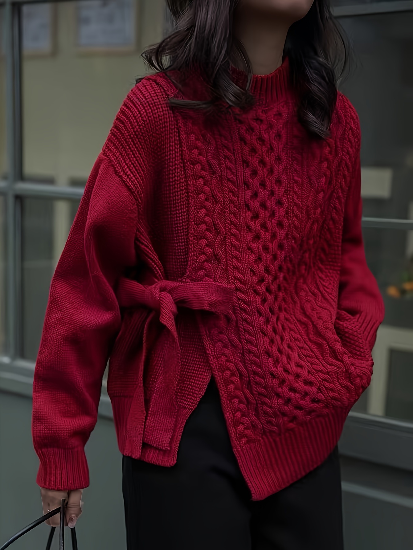 orientierter roter pullover damen herbst winter neuen Temu