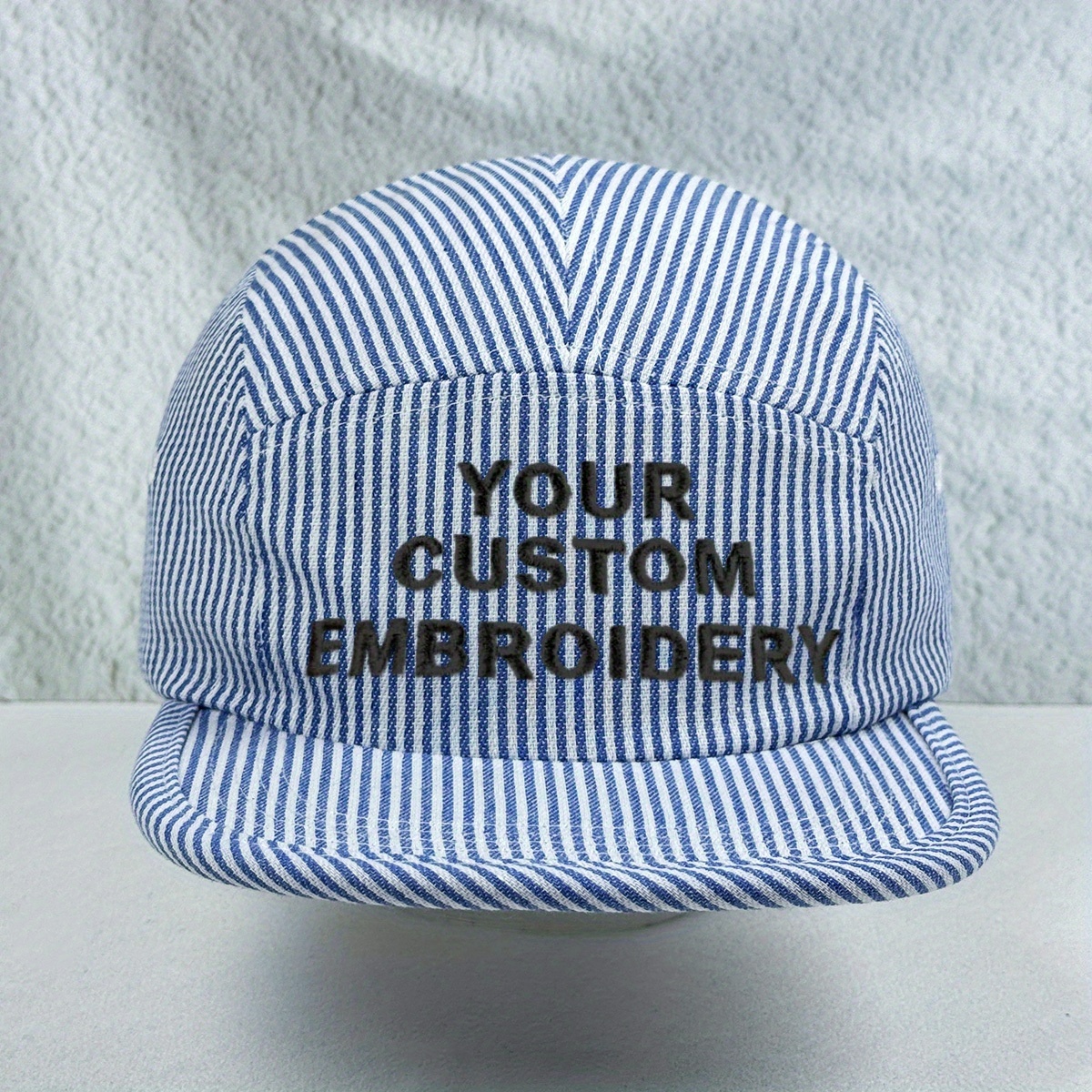 TEMU 1 Flat Brim Cap, Customize With Your Text, Name, Or , Embroidered, Vertical Stripe Baseball Cap