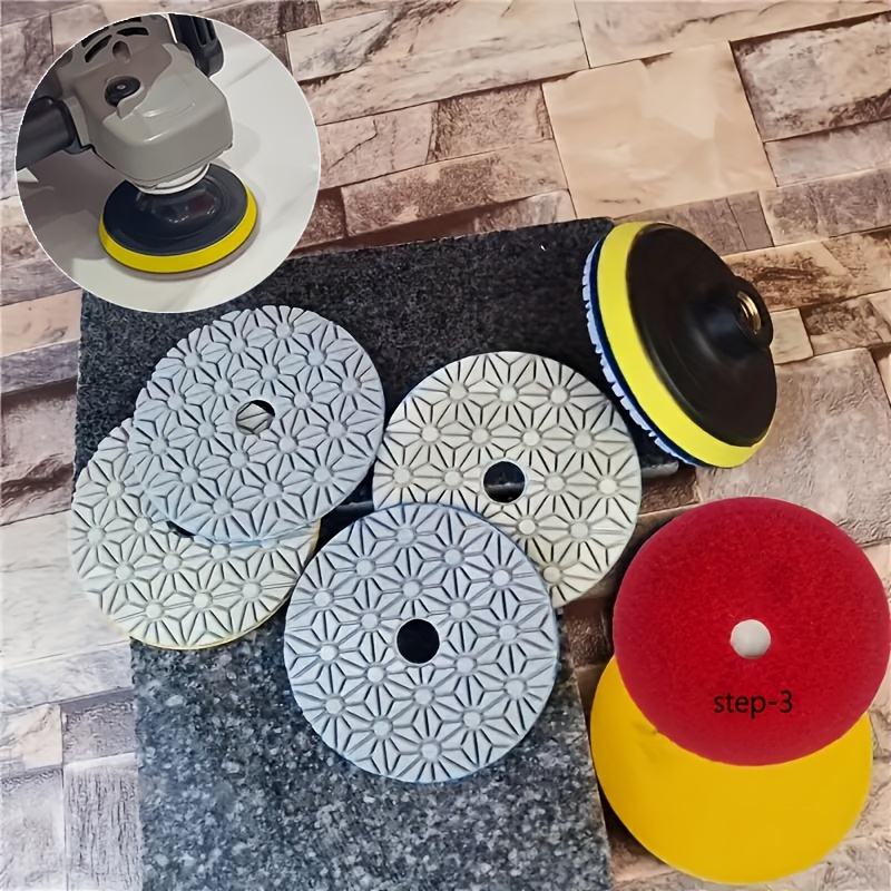 

3pcs Diamond Mounted Points Set, 3-step Quick Polishing Pads For Stone, Multi-functional Marble Granite Grinding Discs, 4-inch Fast Polishing Grinding Wheels