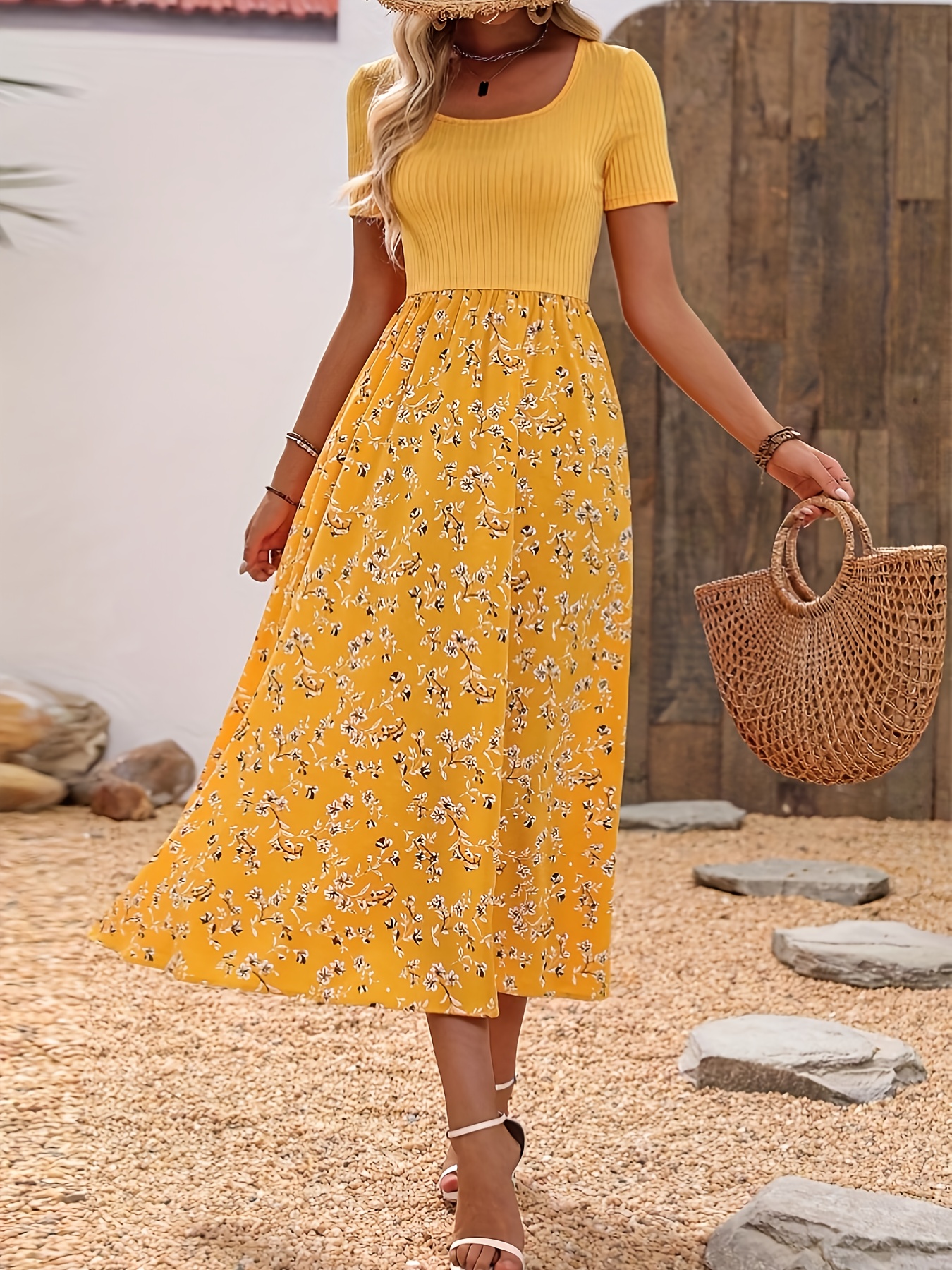 elegante geel fluwelen maxi jurk met korte mouwen voor dames