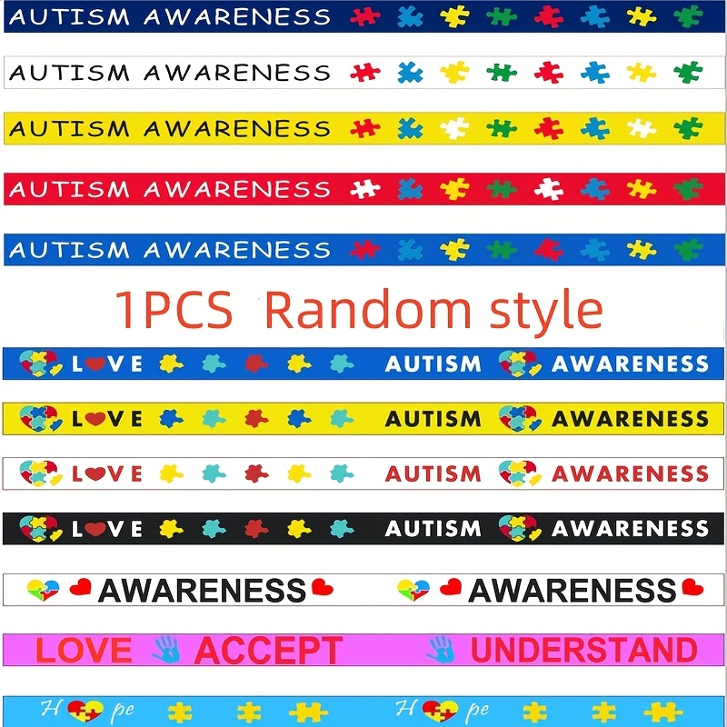 1pc Random Style Trendy Minimalist Autism Awareness Silicone Bracelet For Daily Decoration, Gift For , Holiday Birthday Gift For Girlfriends, For Teenager