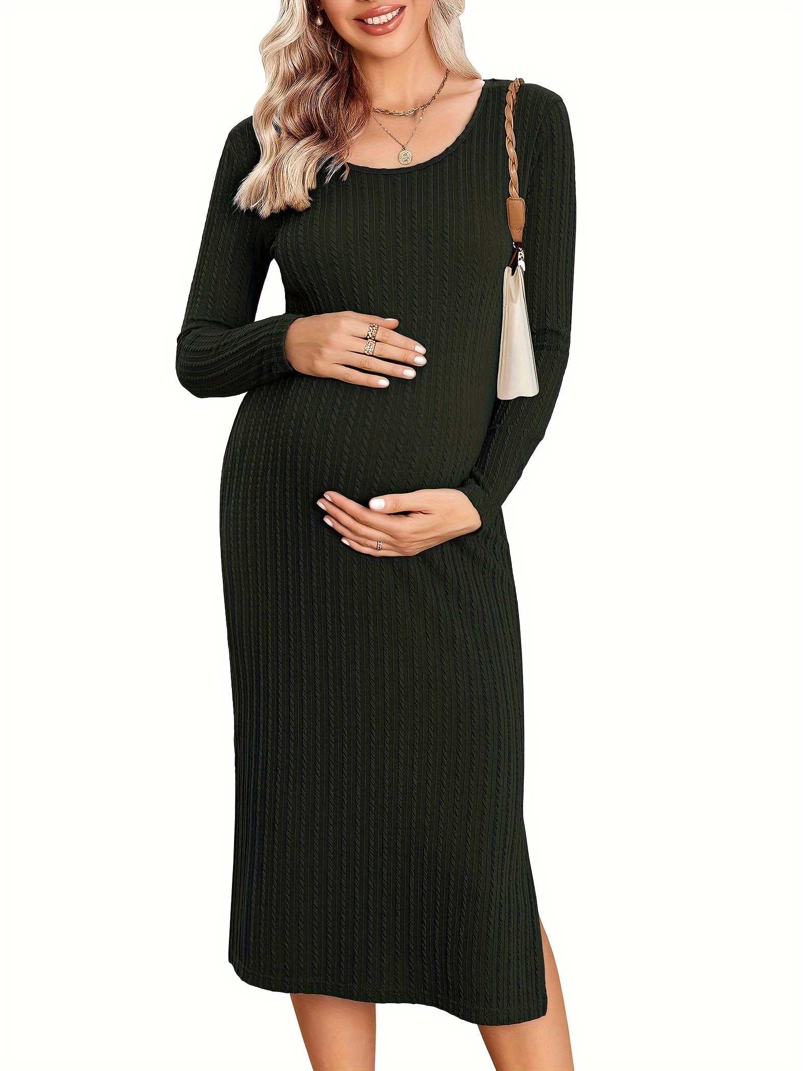 black long sleeve maternity dress Pierre Maternity Dress in Black From Apparalel Black / XS main image 0