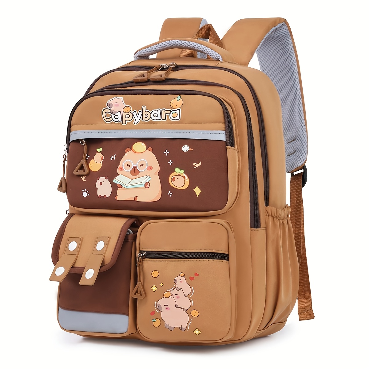 TEMU A Backpack Featuring A Cute Enormous Capybara Design With Contrasting Colors, Ideal For Storage. A Vibrant Student Bag Equipped With Pockets,