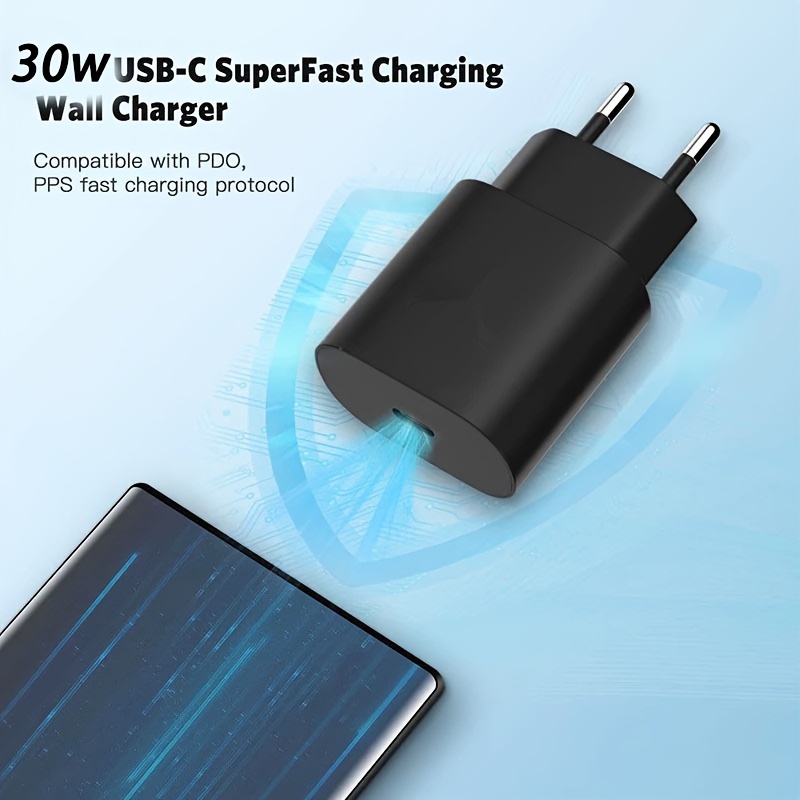 

1pc Pd30w Fast Charging Head, Suitable For Star Galaxy S20, S21, S22, S23 Note 20 Ultra 10z Flip 5, 4, 3, Plug-in Fast Charging Adapter, Compact And Convenient To Carry
