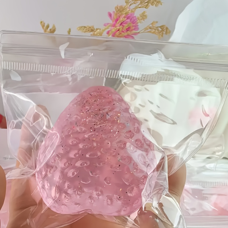 Transparent Strawberry Relax Squeeze Toy - Soft TPU Material, Easy-Clean DIY Squeeze Toy for Adults & Kids, Christmas Party Favors, Home Decor Gift, Playful Design, Durablethermoplastic