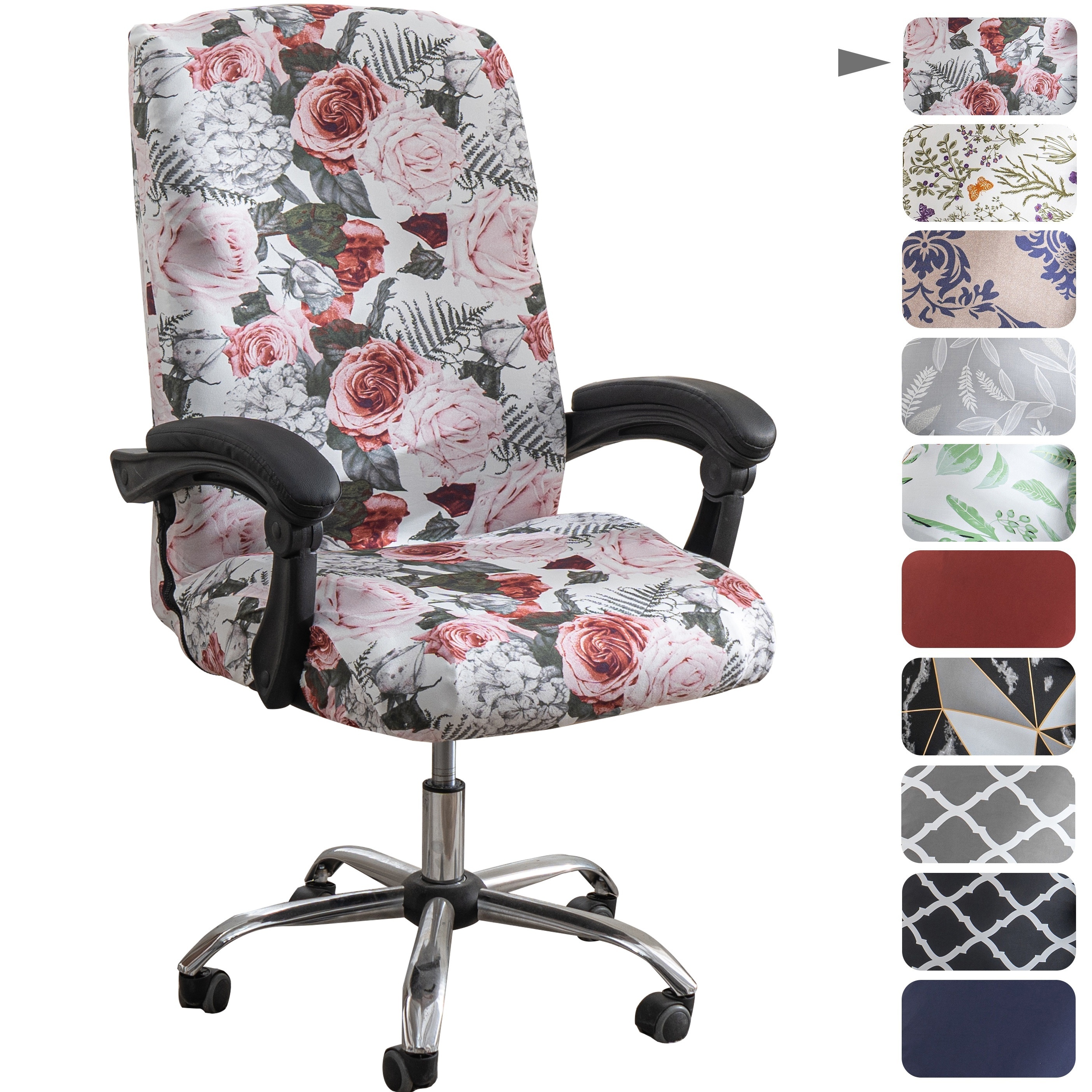 

1pc Stretch Printed Chair Covers, Universal Desk Rotating Chair Slipcovers, Removable Washable Spandex Chair Protector Cover With Zipper