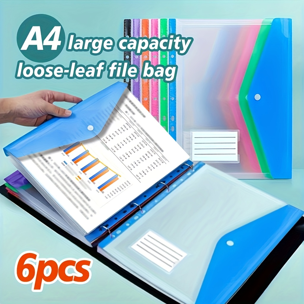 Plastic Envelopes With Velcro Closure 6Pcs Clear Plastic Document ...