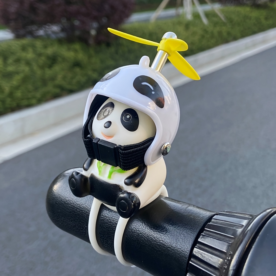 Image of 1pc Cute Panda Motorcycle Helmet Decoration - With Elastic Strap, Motorcycle/bike Decoration, Helmet Accessory For - Perfect Gift For Panda Lovers, Whimsical Rider Decor, Design, Durable Decor Item