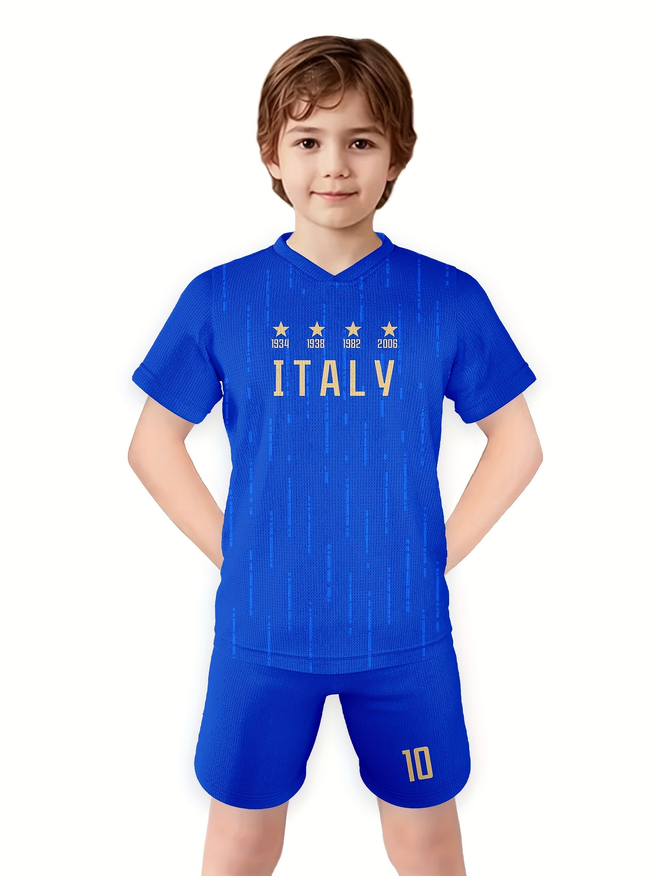Italian Soccer Jersey Set, Stylish Casual Printed Boys' Custom Football  Kit with Breathable Personalized Name and Number T-Shirt