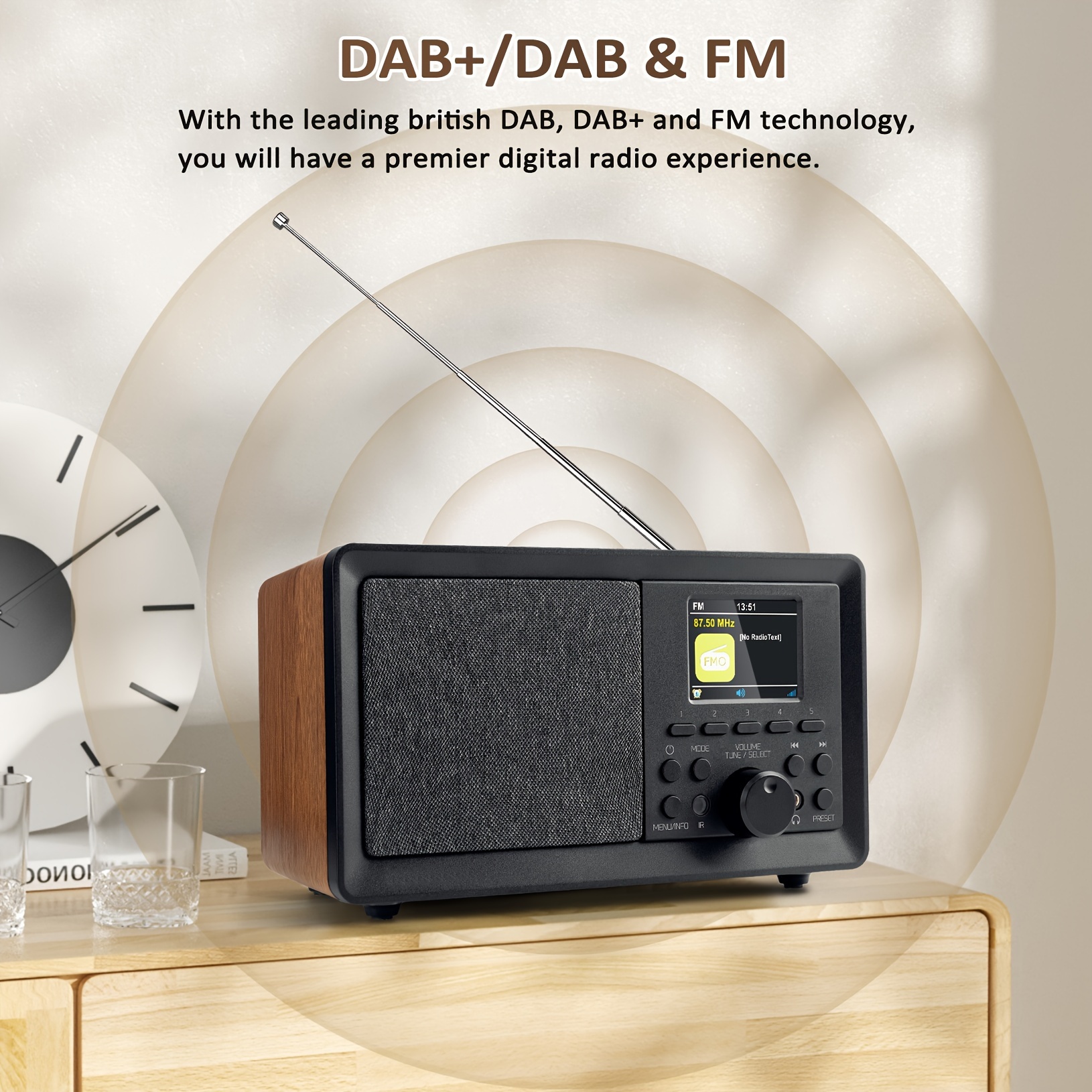 RED OPTICUM Ton 3 Digitalradio - DAB+/FM, Tragbar Mit Akku & LCD-Display