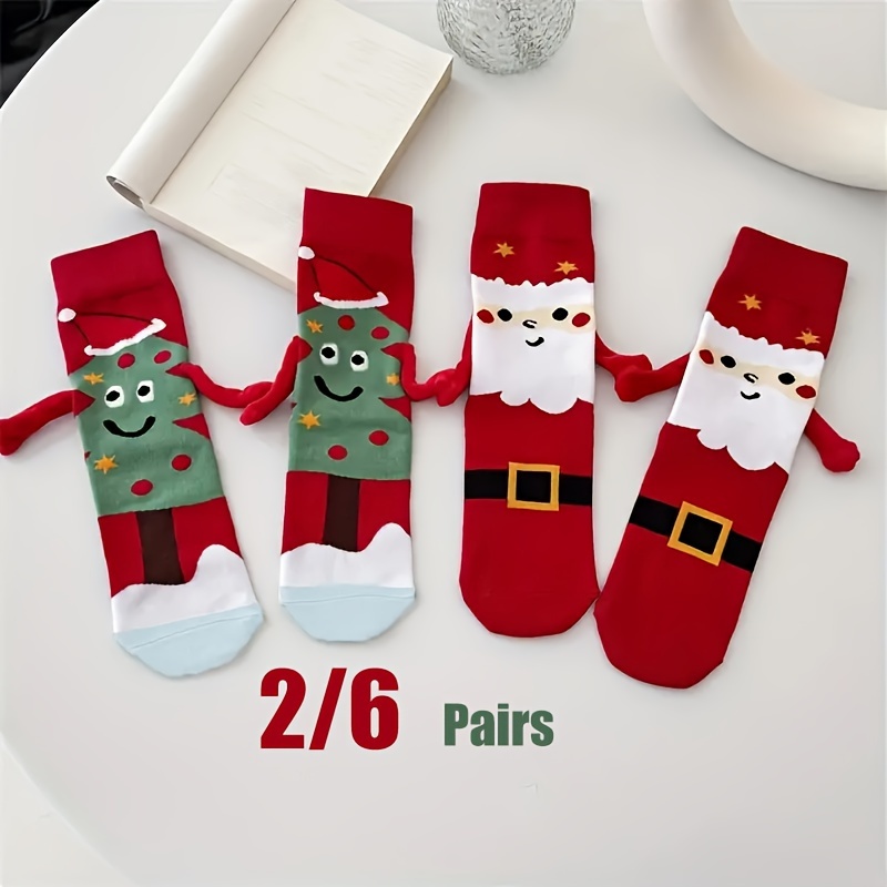 

2/6 Pairs Teen Christmas Knee- , Santa And , Elastane, Washable, For Fall/ , Suitable 14+