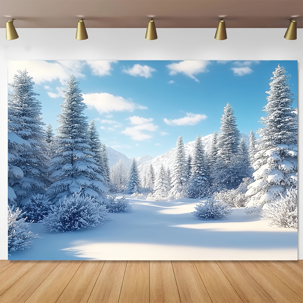 Winter Landscape Photography Background Cloth for Christmas